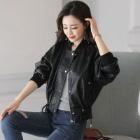 拉贝缇冬季外套新时尚长袖立领皮衣蝙蝠长袖PU皮开衫外套宽松上衣60007017