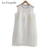 【福利款】拉夏贝尔UlifeStyle夏季新款通勤时尚纯色纱绣花两件套连衣裙女82116331