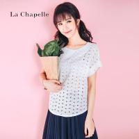 【福利款】拉夏贝尔Candie’s时尚百搭纯色镂空绣花圆领短袖衬衫女30062315
