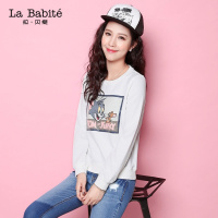 【福利款】拉贝缇春季新款时尚休闲百搭显瘦宽松短款长袖圆领卫衣女60003872