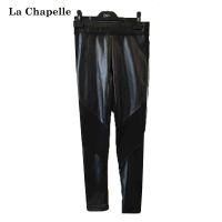 【福利款】拉夏贝尔Candie's秋季拼接纯色运动仿皮裤打底休闲裤女30064459