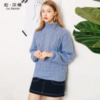 拉贝缇针织衫女长袖秋季韩百搭宽松套头高领粗线毛衣加厚60006046