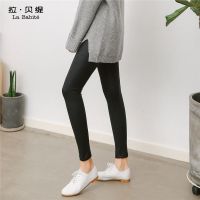 拉贝缇秋装打底裤女外穿纯色加绒加厚黑紧身光泽裤铅笔裤60006416