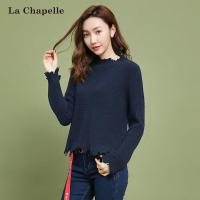 拉夏贝尔秋季女装新款韩版宽松显瘦套头打底短毛针织衫女1T000404
