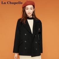 拉夏贝尔candies秋冬新款修身显瘦保暖小个子毛呢外套女30074211