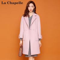 拉夏贝尔candie’s秋冬新款中长款双排扣翻领羊毛呢大衣女30074433