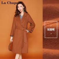 拉夏贝尔candie’s秋冬新款名媛简约收腰显瘦双面呢大衣女30074303