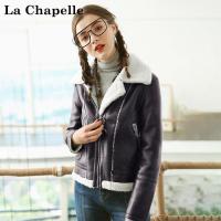 拉夏贝尔Puella秋装新学生BF机车加厚仿羊羔毛皮衣外套女20011517