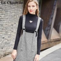 拉夏贝尔Puella秋装新款少女显瘦背带半身裙两件套装女20011281