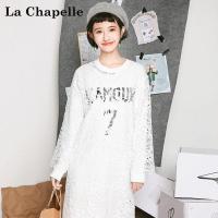 拉夏贝尔Puella秋季套装女装显瘦休闲宽松镂空蕾丝连衣裙2T011205