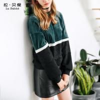 拉贝缇秋装卫衣宽松百搭学生时尚长袖套头蕾丝花边拼接60005975