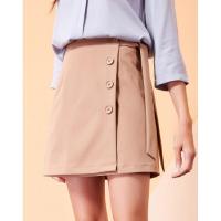 拉夏贝尔7M新款韩版百褶裙不规则高腰A字半身裙70011392