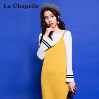 拉夏贝尔Candie’s秋新韩版显瘦吊带裙中长款连衣裙女30071052