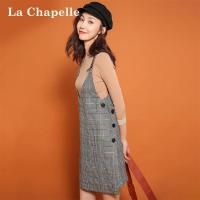 拉夏贝尔Candie’s秋季新显瘦短裙小清新学生吊带连衣裙30073341