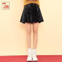 7M金丝绒百褶裙新款秋冬半身裙女a字短裙ins高腰裙子70009373