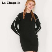 拉夏贝尔puella秋装新款韩版显瘦中长款打底针织连衣裙女20011544
