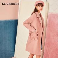新款拉夏贝尔旗下Puella秋冬新款韩版纯色双面羊毛毛呢外套女式大衣20012382