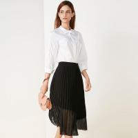 新款拉夏贝尔衬衫女秋季新款韩版宽松白色上衣长袖打底薄款衬衣10018369