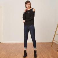 新款拉夏贝尔毛针织衫女装春季韩版宽松毛衫卫衣打底衫薄毛衣10018182