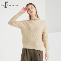 新款拉夏贝尔羊绒衫女秋冬季新款宽松长袖上衣高领针织衫打底毛衣10019160
