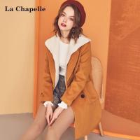 新款拉夏贝尔冬新款复古毛呢外套女韩版宽松假两件流行呢子大衣20012213