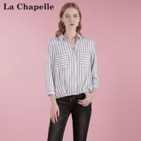上新拉夏贝尔candie's秋冬新韩版宽松职业百搭显瘦条纹衬衫女30083095