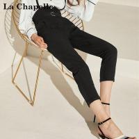 上新拉夏贝尔秋冬新款韩版纯色高腰显瘦复古百搭背带休闲裤女1T000738