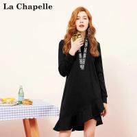 上新拉夏贝尔Puella秋冬新款韩版学生显瘦荷叶边卫衣连衣裙20011686