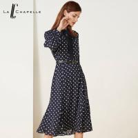 上新拉夏贝尔长袖波点连衣裙新款时尚优雅百搭中长款裙子女潮10018281