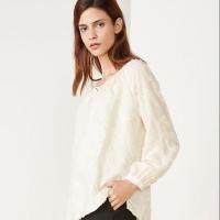 上新拉夏贝尔纯色洋气雪纺衬衫上衣女春季女装休闲系带设计长袖衬衣潮10018368