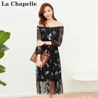 上新拉夏贝尔candie's秋冬新款仙女小黑裙名媛礼服雪纺连衣裙30081398