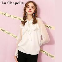 上新拉夏贝尔Puella秋冬新款百搭韩版宽松显瘦蝴蝶结领衬衫女20011634