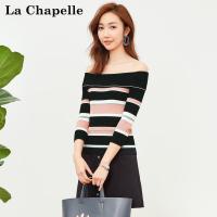 上新拉夏贝尔candie's秋冬季新款一字领宽松性感显瘦针织衫女30081342