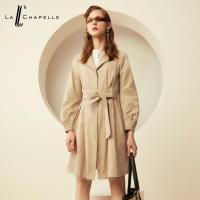 上新拉夏贝尔中长款长袖连衣裙气质系带假两件套英伦风裙子10018275