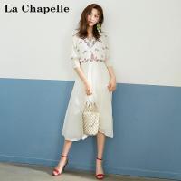 上新拉夏贝尔candie's秋冬新款韩版修身高腰中长雪纺连衣裙女30081488