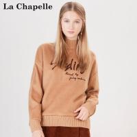 上新拉夏贝尔冬季新款时尚韩版宽松高领驼色长袖套头卫衣女10019694