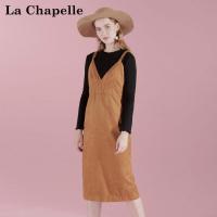 上新拉夏贝尔candie's冬季新款韩版直筒纯色显瘦吊带套装裙女30083187