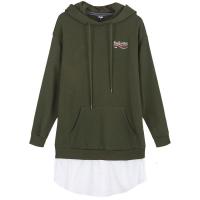 【热卖】法国小众连衣裙女2019春秋新款连帽卫衣裙中长韩版长袖假两件裙子20011685