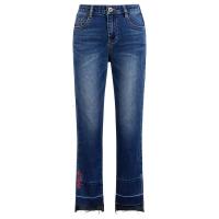 【热卖】拉贝缇宽松牛仔裤女2019春季新款韩版高腰微喇叭裤子直筒cec裤子60006344