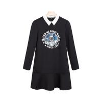 Puella女套头短款春装新款韩版长袖学生百搭荷叶边短裙连衣裙20011279