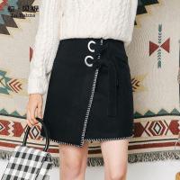 拉贝缇秋季短裙A字裙百搭显瘦包臀裙高腰显瘦黑半身裙60006017