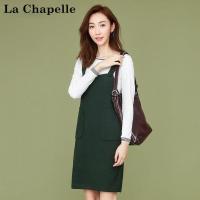 拉夏贝尔秋季女装新款气质百搭显瘦休闲连衣裙两件套装女10014114
