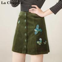 拉夏贝尔秋季女装新款百搭印花a字韩版显瘦通勤半身裙女10014409