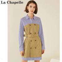 拉夏贝尔candie’s春季新款韩版气质显瘦长袖假两件连衣裙30083108