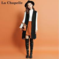 拉夏贝尔candie’s秋冬新款显瘦薄款百搭中长款马夹外套女30074165