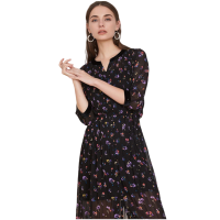 【专柜同款】拉夏贝尔秋冬新款韩版修身高腰纱裙气质显瘦雪纺连衣裙女10017655