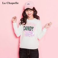 【福利款】拉夏贝尔拉夏贝尔Candie's秋季新款学院风亮片钉珠绣花长袖卫衣女30064402