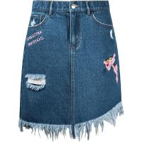 拉夏贝尔拉贝缇毛边牛仔半身裙女夏季韩版百搭破洞a字高腰ins短裙60007367