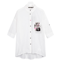 拉夏贝尔ins衬衫女港风夏装新款女韩版宽松学生百搭bf中长款上衣_161 白色 S