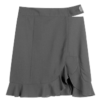 【专柜同款】拉夏贝尔夏季女不规则雪纺韩版高腰小黑裙鱼尾裙半身裙60004586 黑色 S